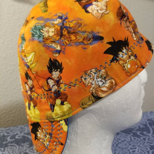 Reversible Orange DBZ Fighters welding cap/ pipefitters cap/ welders caps