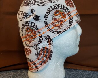 Reversible Harley Davidson Skeleton Rides / welders cap/pipefitters cap/welding cap.