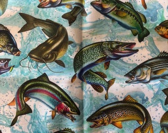 Reversible  Wildlife Fish Blue Background Print / welders cap/ pipefitters cap/ welding cap