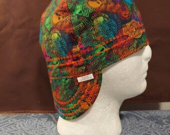 Reversible Harley Davidson Rainbow Skulls Badges/ welders cap/ fitters cap/welding cap.