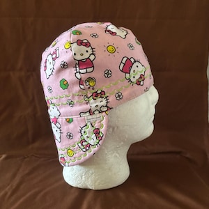 Reversible  Pink Hello Kitty  / welders cap/ pipefitters cap/ welding cap