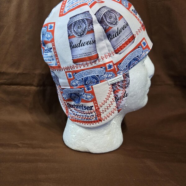 Reversible Budweiser Beer can , welders cap/pipefitters cap/welding cap