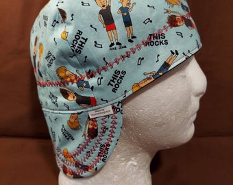 Reversible Beavis and Butthead "THIS ROCKS"/ welders cap/ pipfitters cap/ welding cap.