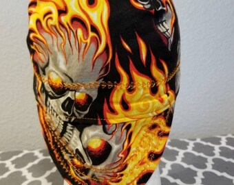 Reversible Orange Skulls on Fire welding cap