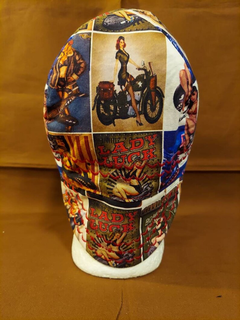 Reversible Nose Art Bomber Pinup Girls welding cap fitters cap image 7