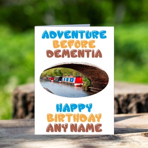 Divertente biglietto d'auguri personalizzato per barche strette – Avventura prima della demenza – Biglietto di compleanno per gli amanti delle chiatte