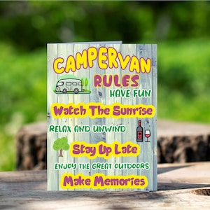 Carte amusante pour les amateurs de camping-car - Règles du camping-car - Intérieur vierge - Carte de remerciement de Noël d’anniversaire - Bienvenue dans mon camping-car