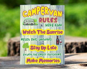 Fun Card For Campervan Lover - Campervan Rules - Blank Inside - Birthday Christmas Thank You Card - Welcome To My Campervan