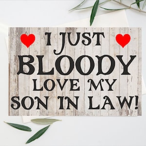 Lustige Karte für Schwiegersohn - I Just Bloody Love My Son in Law - Blank inside - Lustiges Geburtstagsgeschenk
