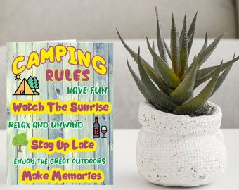 Fun Card For Camping Lover - Camping Rules - Blank Inside - Birthday Christmas Thank You Card - Welcome To My Tent, Fun Camping Holidays