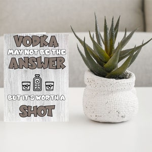 Fun Card per gli amanti dell'alcol - La vodka potrebbe non essere la risposta, ma vale la pena sparare - Blank Inside - Birthday Christmas Thank You Card