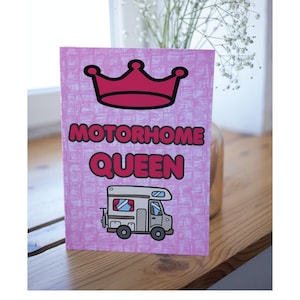 Carte amusante pour les amateurs de camping-car - Motorhome Queen - Blank Inside - Carte de remerciement de Noël d’anniversaire - L’ami est la reine du camping-car