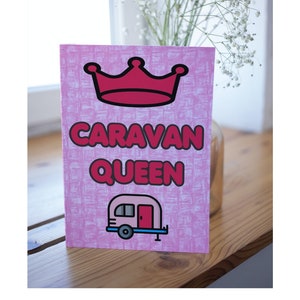 Cartão divertido para amante de caravana - Rainha da caravana - Em branco dentro - Cartão de Natal de aniversário - Amigo ama feriado de caravana - Cartão para amigo de caravana