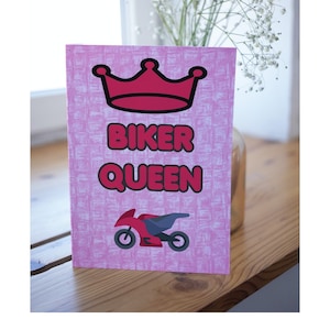 Nice Card For Biker Lover - Biker Queen - Blank Inside - Birthday Christmas Card - Friend Loves Motorbikes