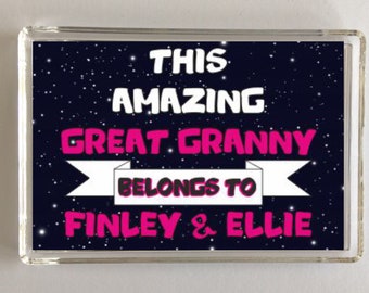 Personalised Great Granny Gift - Fridge Magnet - This Amazing Great Granny Belongs To - Ideal Present