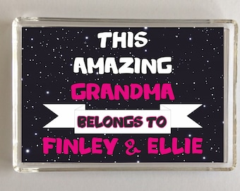 Personalised Grandma Gift - Fridge Magnet - This Amazing Grandma Belongs To - Add The Names You Want - Ideal Present