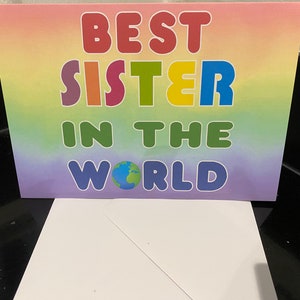 Schöne Karte für Schwester - Beste Schwester der Welt - innen leer zum Einschreiben - Geburtstag Weihnachten Dankeschön