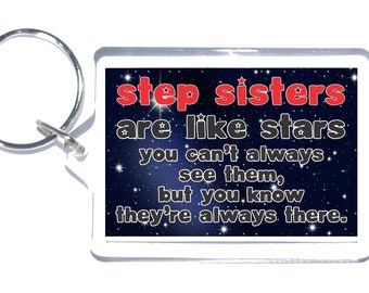 Regalo de hermanastra agradable - Las hermanastras son como estrellas que no siempre puedes verlas - Llavero de novedad - Regalo para el cumpleaños de Navidad