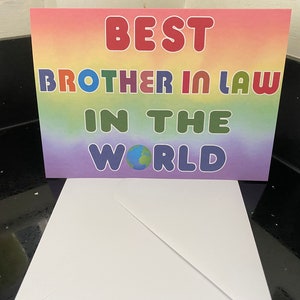 Belle carte pour beau-frère - Meilleur beau-frère du monde - Blank Inside - Anniversaire Noël Merci