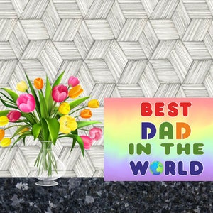 Belle carte pour papa - Meilleur papa du monde - Blanc à l’intérieur pour écrire ce que vous voulez - Anniversaire Noël Merci Fête des Pères