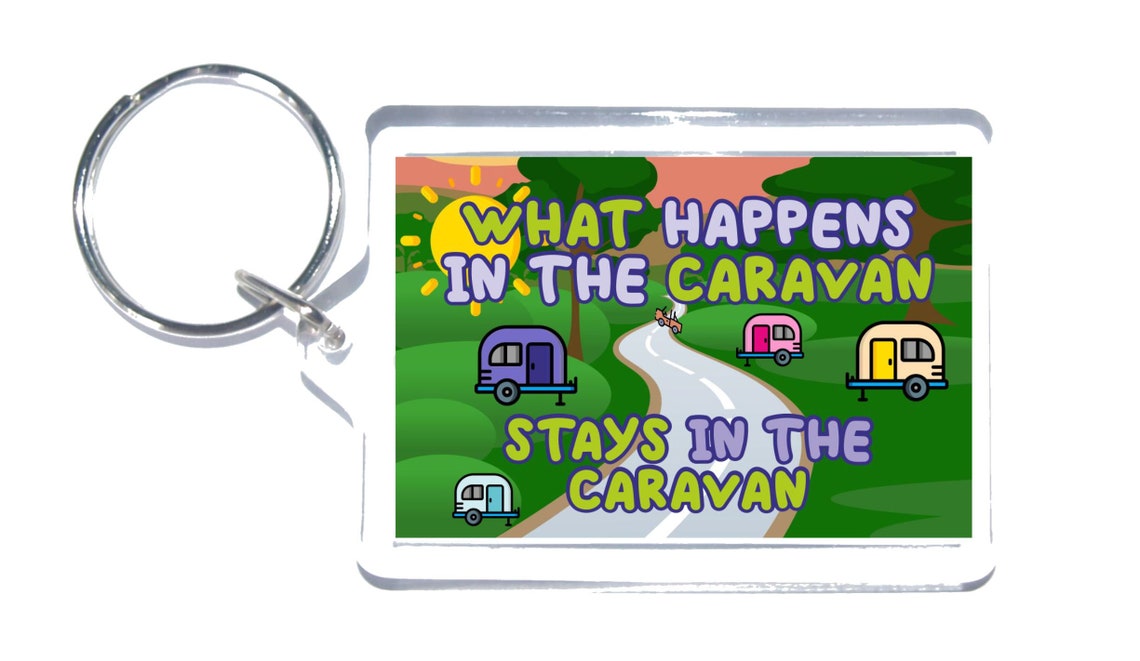 Fun Caravan Gifts Novelty Keyring What Happens in the Etsy UK