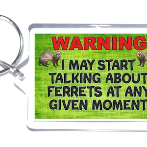 Fun Ferret Lover Gift - Warning I May Start Talking Ferrets - Novelty Keyring - Ideal Present For Friend That Likes Ferrets