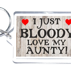 Fun Aunty Gift - Novelty Keyring - I Just Bloody Love My Aunty - Ideal Gift Present For Your Aunt For Birthday Christmas Thank You