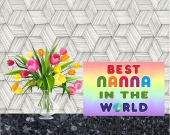 Bonita tarjeta para Nanna - La mejor Nanna del mundo - En blanco por dentro para que escribas - Día de la Madre Cumpleaños Navidad Gracias