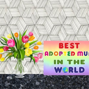 Tarjeta divertida para madre adoptiva -la mejor madre adoptada del mundo - En blanco por dentro - Cumpleaños Navidad Gracias Día de las Madres