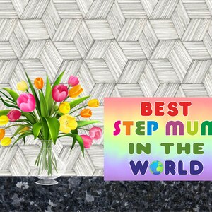 Lustige Karte für Step Mum - Best Step Mum in the World - Blanko innen für Dich zum Schreiben - Geburtstag Weihnachten Danke Muttertag