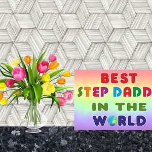 Carte amusante pour Step Daddy - Meilleur papa au monde - Blank Inside For You To Write In - Anniversaire Noël Merci Fête des Pères