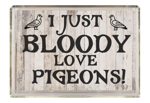 Fun Pigeon Gift - I Just Bloody Love Pigeons - Novelty Fridge Magnet, Ideal Present Gift for Birthday Christmas, I Love Pigeons, Pigeon Gift