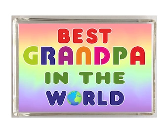 Grandpa Fun Gift - Novelty Fridge Magnet - Best In The World  - Birthday Fathers Day Gift Present - Love My Grandpa