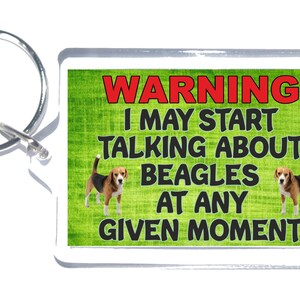 Fun Dog Gift - Warning I May Start Talking About Beagles - Novelty Keyring - Friend love dogs