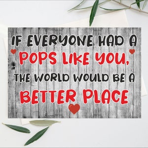 Nice Card For Pops - If Everyone Had A Pops Like You - Blank Inside - Birthday Christmas Thank You Fathers Day - My Grandad Is The Best