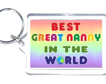 Regalo divertido para la gran niñera - mejor del mundo - Llavero de novedad - Regalo para la Navidad del día de las madres - Amo a mi gran niñera