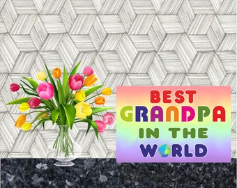 Belle carte pour grand-père - Meilleur grand-père du monde - Blank Inside - Anniversaire Noël Merci Fête des Pères - Cadeau grand-père