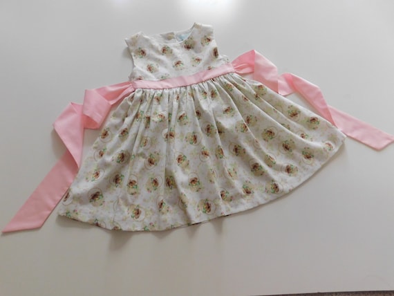 Girls dress, spring dress, Easter dress, bunnies, baskets, eggs, girl's party dress, toddler dress, girls clothing