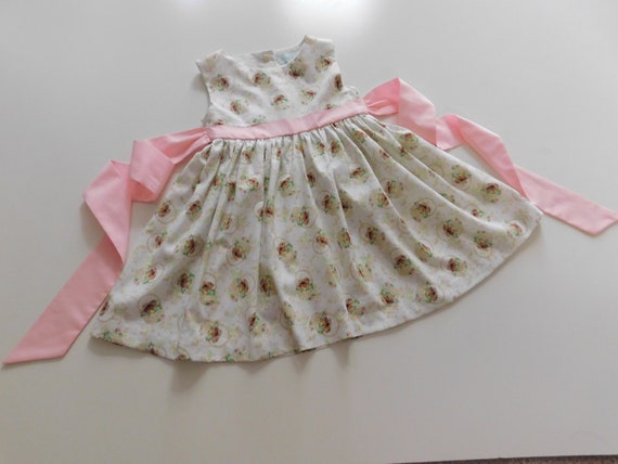 Girls dress, spring dress, Easter dress, bunnies, baskets, eggs, girl's party dress, toddler dress, girls clothing