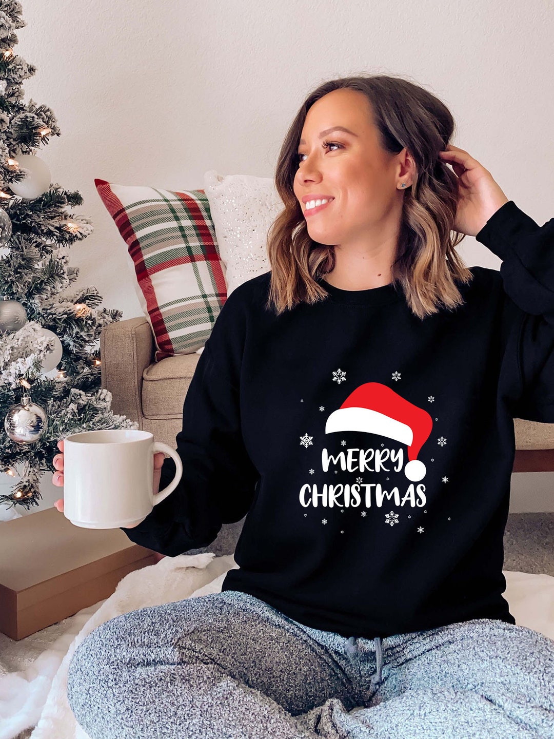Christmas Sweatshirt for Women Merry Christmas Sweatshirt - Etsy