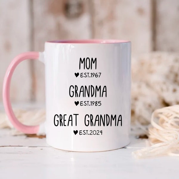 Mom, Grandma, Great Grandma Mug, Great Grandma Gift, Pregnancy Announcement, Pregnancy Reveal, Personalized Great Grandma to be Mug, ep581