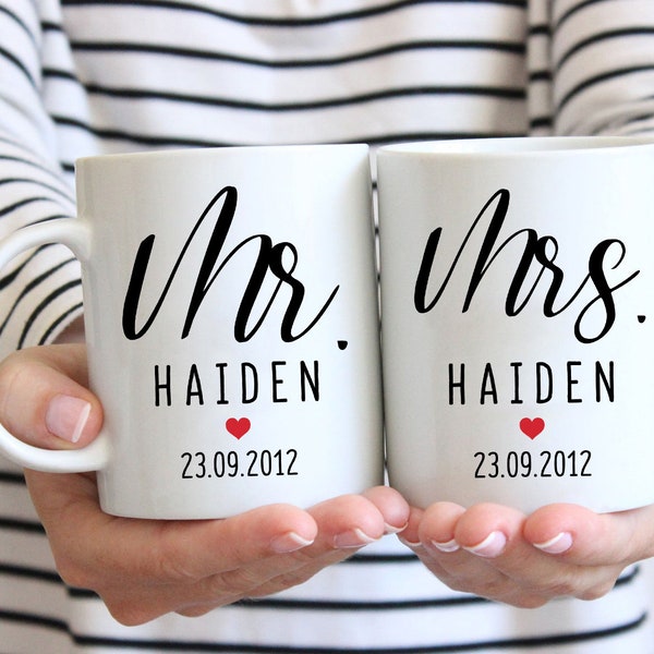 Personalised Mr And Mrs Mugs, Custom Wedding Gift, Bride and Groom, Mr and Mrs Mugs, Hubby Wifey Mugs, Engagement Gifts for Couples, ep140