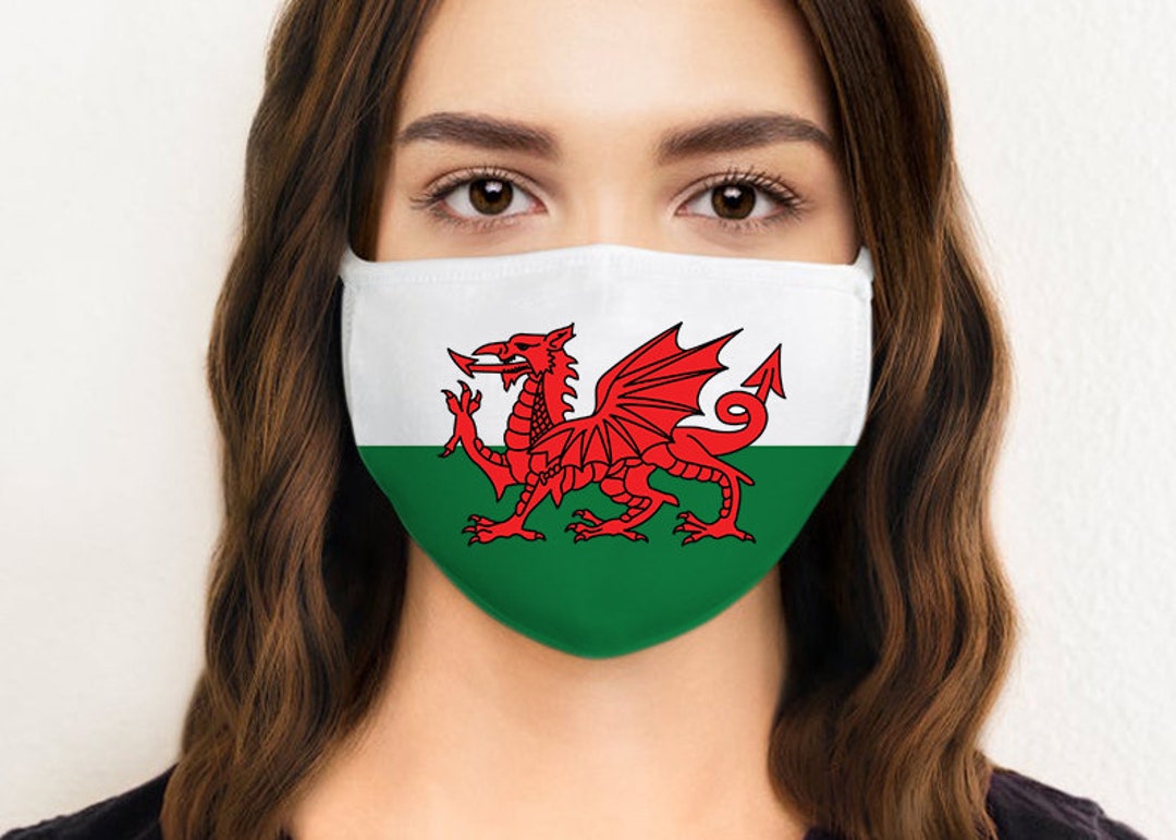 Welsh Flag Face Mask, Wales Flag Mask, Reusable Premium Custom 7 Layers