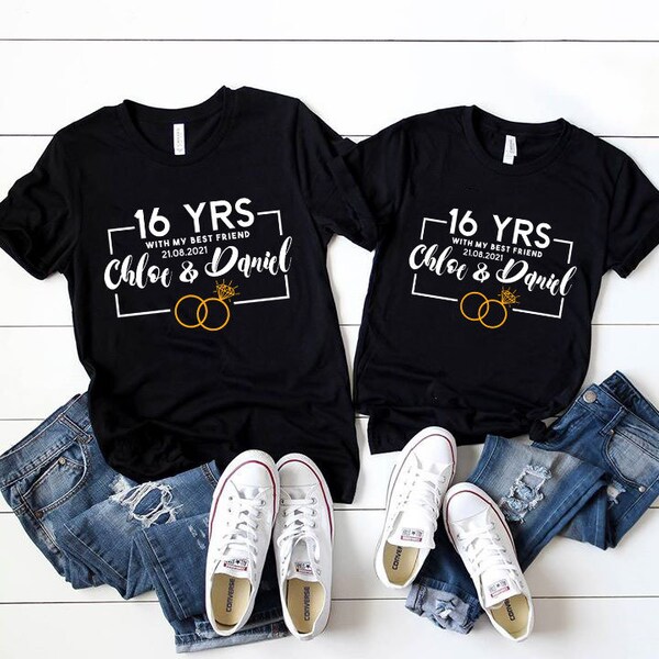 16 Years Anniversary Gift 16th Wedding Married Couples Shirt