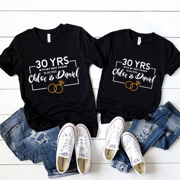 Personalized 30th Anniversary Gifts For Him and Her, 30 year Wedding Anniversary Shirt For Husband for Wife, Years With my best friend,ep504