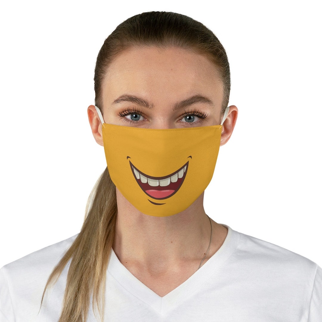 Function - Smiling Meme Face Emoji Face Mask Phone Text Smile Happy Yellow  Breathable Reusable Washable Cover Cloth Neck Gaiter Funny – Function Socks