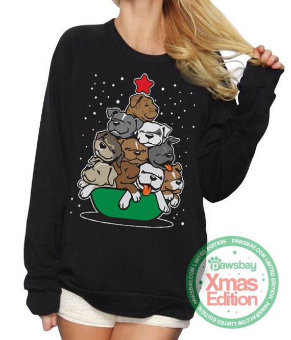 Merry Pitmas Christmas Ugly Sweatshirt . Pit Bull Ugly Etsy UK