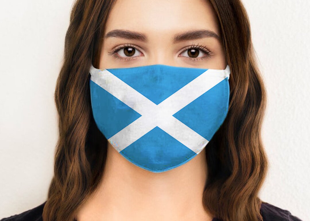 Scotland Flag Face Mask Scottish Flag Face Mask With Saltire Etsy