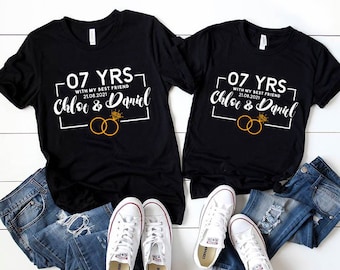 Personalized 7th Anniversary Gifts For Him and Her, 7 year Wedding Anniversary Shirt For Husband for Wife, Years With my best friend,ep504