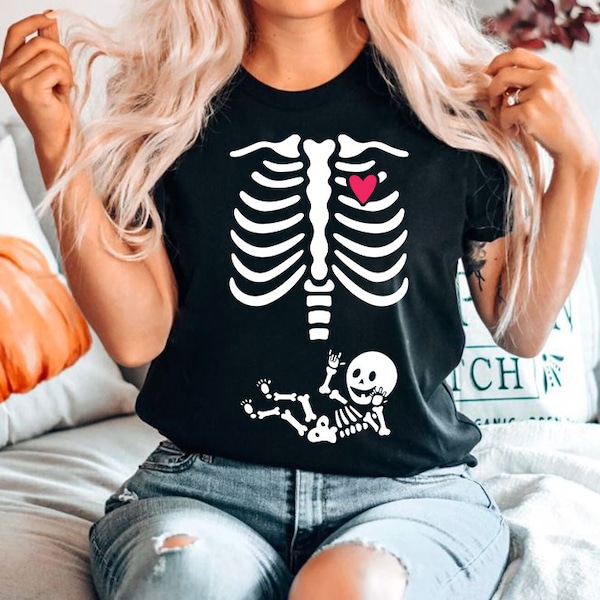 pregnant halloween skeleton shirt